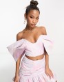 Liliowy top wzór off shoulder (34)