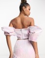 Liliowy top wzór off shoulder (34)