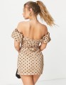 Beżowa sukienka mini grochy (32)