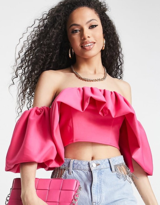 Różowy top off shoulder (40)