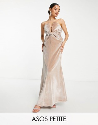 Aksamitna beżowa sukienka maxi (44)