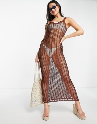 Brązowa plażowa sukienka (36)
