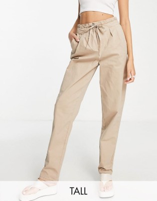 Beżowe spodnie high waist (S)