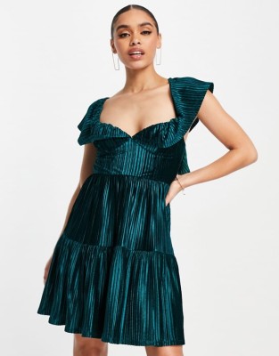 Aksamitna sukienka wiązanie (32)