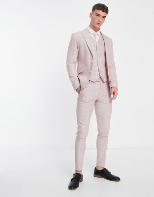 Różowe garniturowe spodnie wzór (28/30)