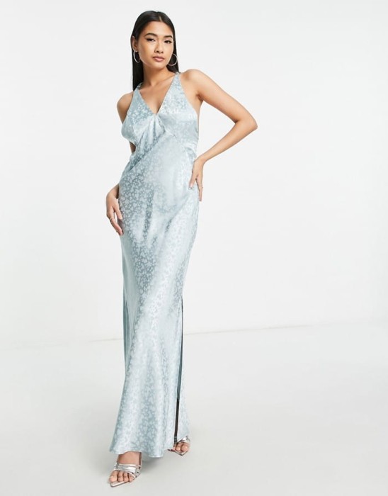 Satynowa sukienka maxi wzór (42)