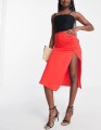 Czerwona spódnica rozcięcie (38)