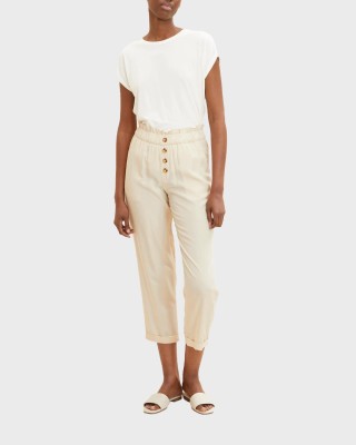 Ecru spodnie high waist (L)
