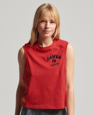 Czerwona koszulka bez rękawów hafty (38)