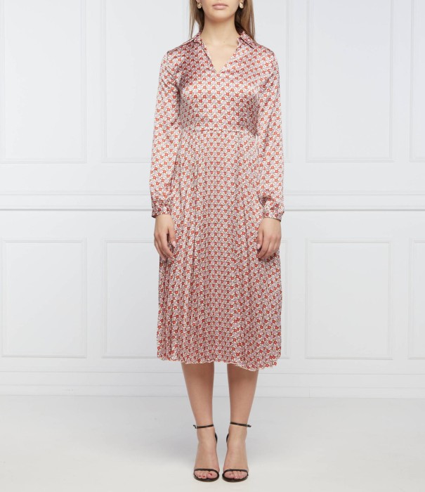 Satynowa sukienka ecru wzór (40)