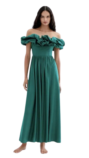 Zielona sukienka odkryte ramiona (XS)