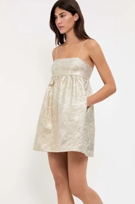 Złota sukienka ramiączka (XS)