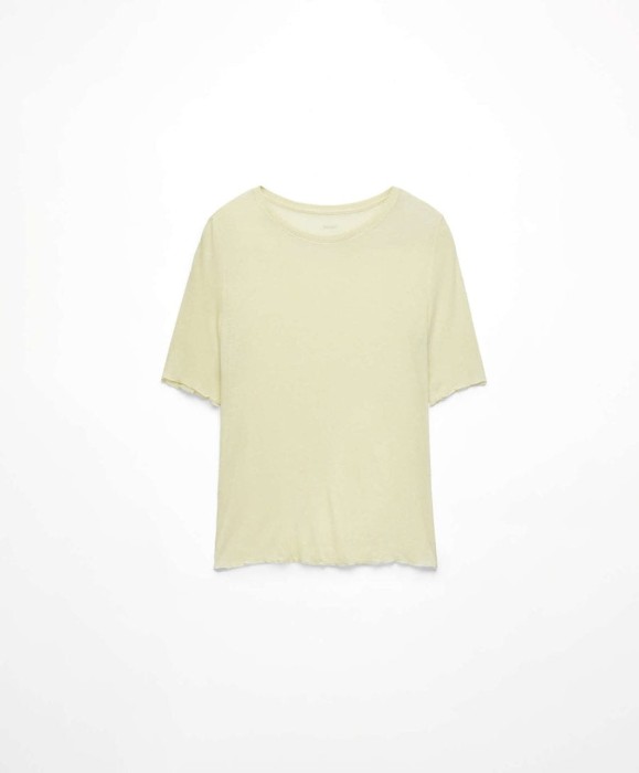 Jasnożółty prześwitujący t-shirt (XS)