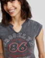 Grafitowy krótki t-shirt nadruk (XS)