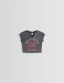 Grafitowy krótki t-shirt nadruk (XS)