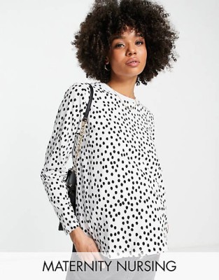 Biały t-shirt długi rękaw wzór (36)