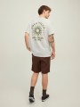 Śmietanowy t-shirt nadruk (XS)