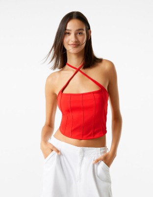 Czerwony top open back (S)
