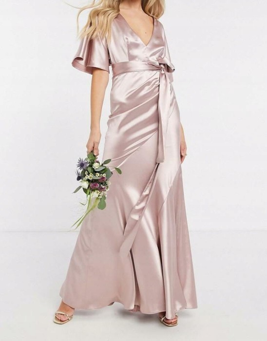 Satynowa maxi sukienka pasek (36)