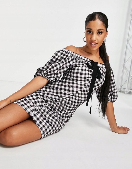 Kolorowa sukienka krata (36)