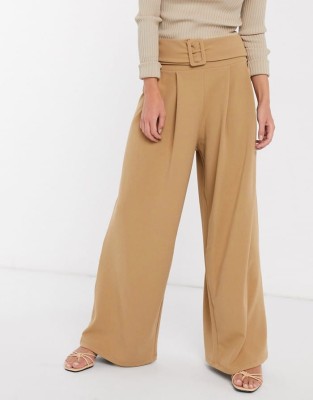 Beżowe spodnie szeroka nogawka (32)