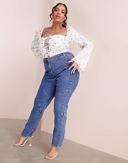 Niebieskie jeansy wysoki stan (34)