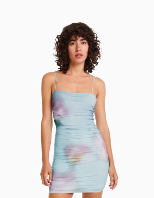 Ołówkowa mini sukienka wiązanie (S)