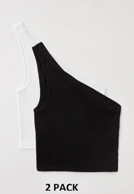 2pack biały czarny prążkowany top (36)