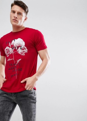 Czerwony t-shirt nadruk (S)