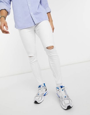 Białe jeansy super skinny dziury (42)