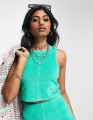 Zielony welurowy top (32-34)