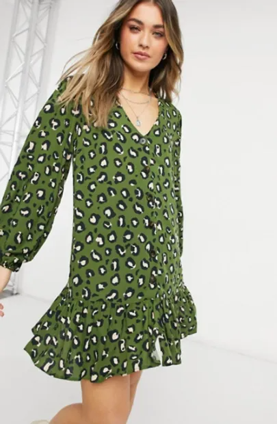 Zielona sukienka mini wzór (36)
