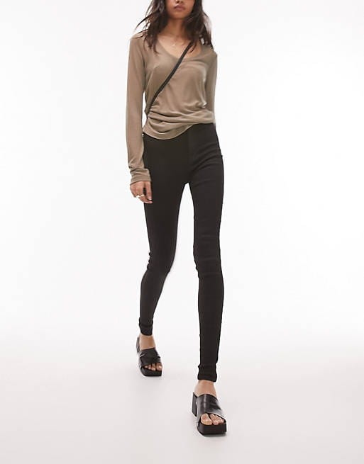 Czarne jeansy rurki high waist (26/30)