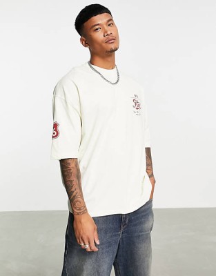 Jasnożółty t-shirt oversize nadruk (L)