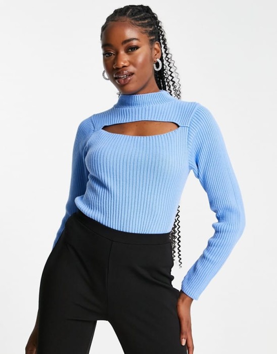 Niebieski sweter cut out (38/40)