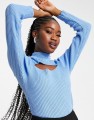 Niebieski sweter cut out (38/40)