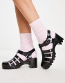 Lakierowane czarne buty obcas (37)