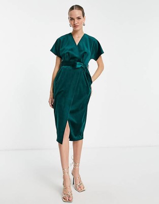 Szmaragdowa sukienka pasek (36)