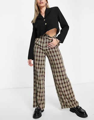 Kraciaste spodnie wysoki stan (42)