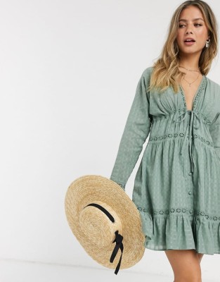 Szałwiowa sukienka haft (44)