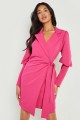 female-hot pink-puff-sleeve-wrap-tie-blazer-dress.jpg