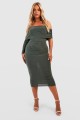 Khaki ołówkowa sukienka midi (52)
