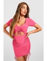 Slinky Cut Out Ruched Bodycon Dress - hot pi.jpg