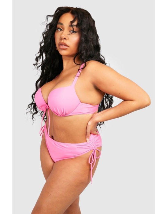Różowe figi bikini marszczenia (56)