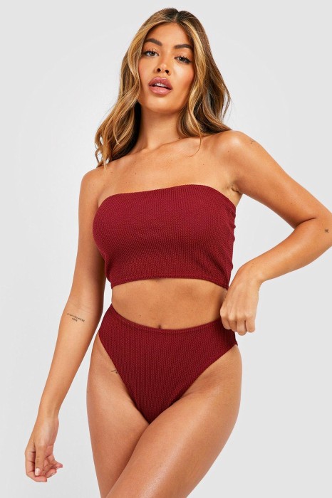 Bordowe marszczone figi bikini (34)