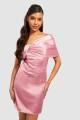 Różowa satynowa sukienka mini (42)
