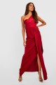 Czerwona satynowa sukienka maxi (42)