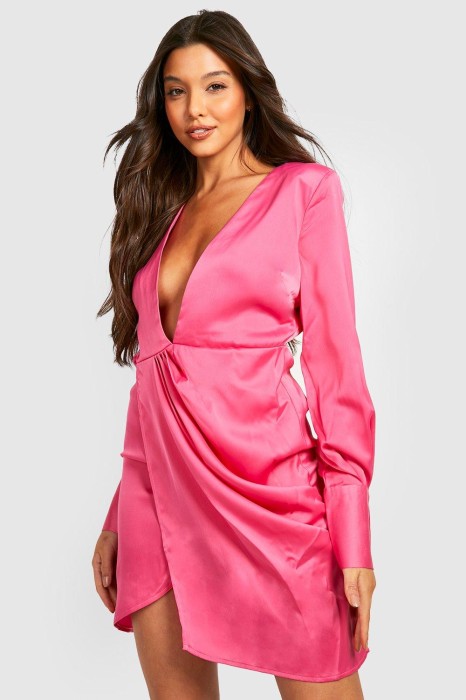 Różowa drapowana sukienka (40)