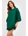 Feather Hem Balloon Sleeve Mini Dress - bottle_yyth.jpg