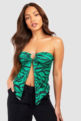 Zielony top off shoulder wzór (42)